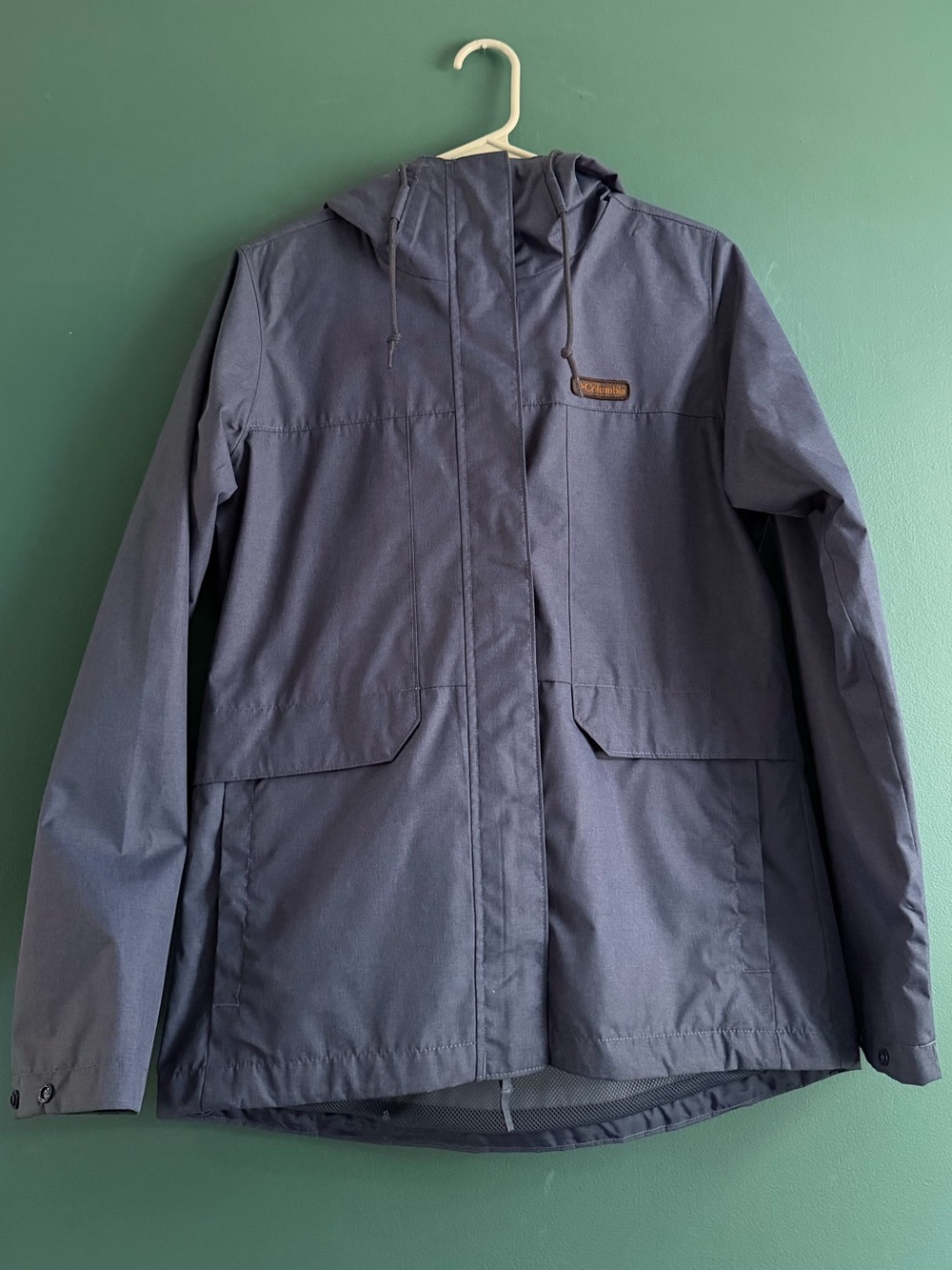 NWOT Columbia Hooded Rain Jacket in Heather Blue
